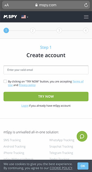 create mSpy account
